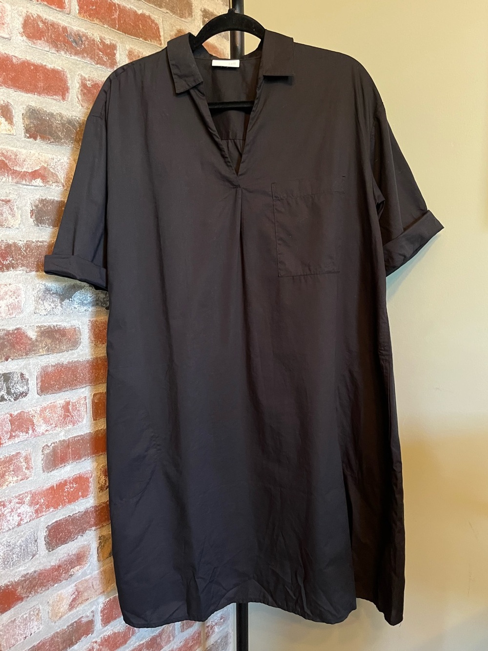J.Jill split-neck shirtdress in black | size large